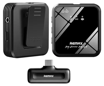Produktbild von Remax, USB-C Lavalier Funkmikrofon Noise Cancelling 20m Reichweite, Schwarz