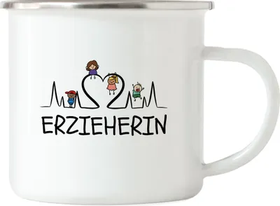 Produktbild von Erzieherin Emaille Tasse Geschenk Erzieherin Tagesmutter Kindergarten Dankeschön Abschiedsgeschenk