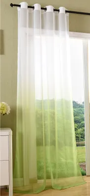 Produktbild von Vorhang transparent Farbverlauf Schal mit Ösen Gardine Voile, 245x140, Apfelgrün, 20420