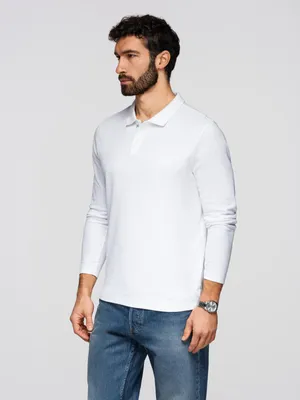 Immagine prodotto di Polo basic a maniche lunghe da uomo - bianco, taglia S
