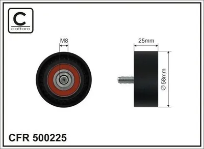 Produktbild von CAFFARO 500225 Umlenkrolle Keilrippenriemen 58mm passend für MERCEDES-BENZ A-Klasse (W169) B-Klasse (W245)