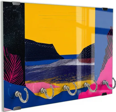 Produktbild von DEQORI Schlüsselbrett Glas 30x20 cm 'Neonbucht' Schlüssel Halter Board Haken
