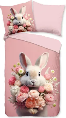 Produktbild von Duvet cover Pure 135x200 + 1* 80x80 cm - Bunny with flowers