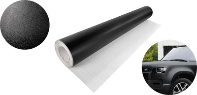 Produktbild von Autofolie Matt 100x50 cm - Strukturfolie Schwarz Matt - Klebefolie Auto mit Luftkanal-Kleber und UV-Schutz - Selbstklebend Folie für Innen und Außen - Auto Folierung für Tuning - Carwrappingfolie