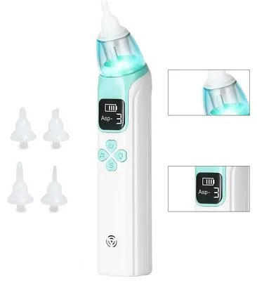 Produktbild von Elektrischer Baby Nasensauger, 3 Saugstufen & Silikondüsen, 2-in-1, Anti-Reflux, Mit Musik