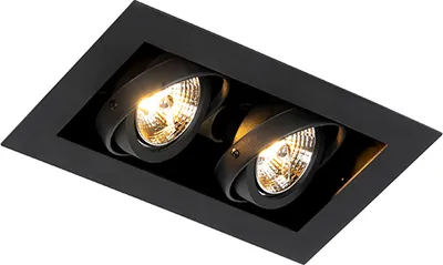 Produktbild von QAZQA - Modern Moderner Einbaustrahler schwarz 2-flammig verstellbar - Oneon 70 I Wohnzimmer I Schlafzimmer - Stahl Rechteckig - LED geeignet GU10