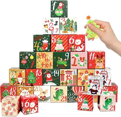 Produktbild von Weihnachts-Adventskalender-Bastelset 2026 – Set mit 24 Teilen – Adventskalender zum Selbstgestalten – Befüllbare Kalenderboxen für Geschenkverpackungen