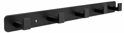 Garderobe mit 5 Haken, 39 cm, Metall, schwarz, bis 15 kg