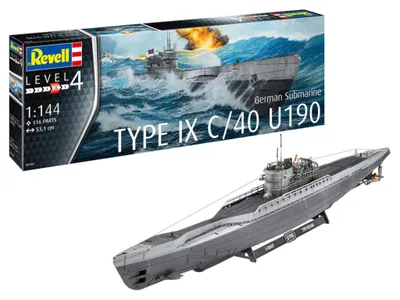 A model of a German submarine and its packaging.