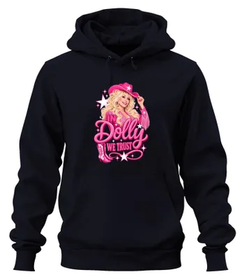 Produktbild von In Dolly We Trust Pink Cowgirl Hut Country Nashville Fan Hoodie Kapuzenpullover, Navy, 3XL