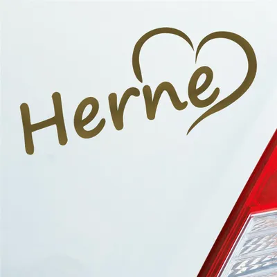 Produktbild von Auto Aufkleber Herne Herz Stadt City Liebe Love Heimat 18x8 cm Gold Sticker Heckscheibenaufkleber