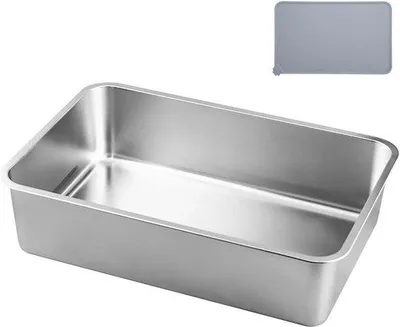 Obrázok produktu pre Veľká toaleta pre mačky a králiky z nehrdzavejúcej ocele – ľahko sa čistí – 50 × 35 × 20 cm