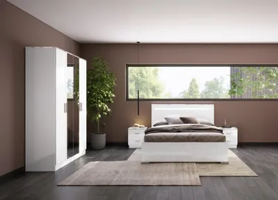 Produktbild von Schlafzimmer-Set Noemi 4-Teilig in Weiß/Silber Hochglanz 4-Türig