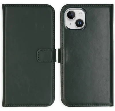 Imagen del producto de Funda de Cuero Auténtico tipo Libro para Apple iPhone 15 Plus - Verde