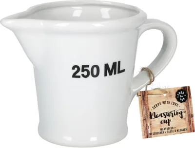 Obrázek produktu pro Odměrka 250ml porcelán bílá 10,5 x 9,5 cm Odměrka Rozměry nalévací hubice 50ml kroky
