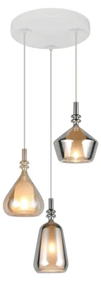 Zdjęcie produktu dla Lampa wisząca, metalowa, biała, matowa, E14, 3-punktowa, wys. 200 cm