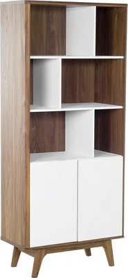 Obrázek produktu pro BELIANI Knihovna v tmavém dřevě s bílou 182 x 79 x 40 cm 4 úrovní police skandinávský styl