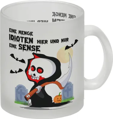Produktbild von Sensenmann Halloween Glas Tasse mit Spruch