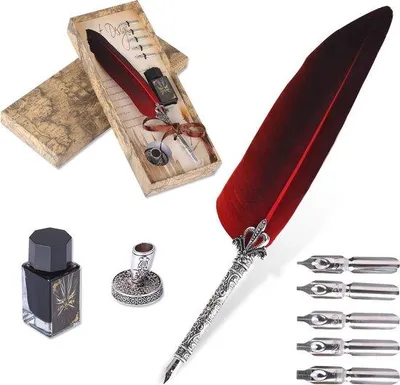 Produktbild von Famanu Kalligrafiepen Set Vintage - Antike Feder mit Inkt