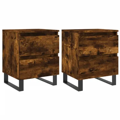 Immagine prodotto di Comodini 2pz Rovere Fumo 40x35x50 cm in Legno Multistrato