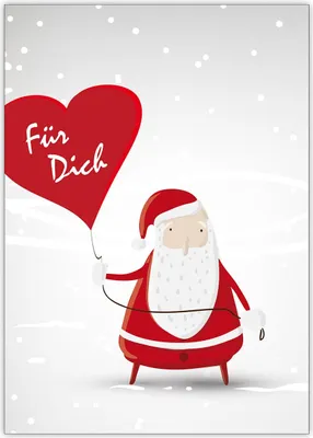 Produktbild von Liebevolle Weihnachtskarte Santa im Schnee mit Herz Ballon: Für Dich