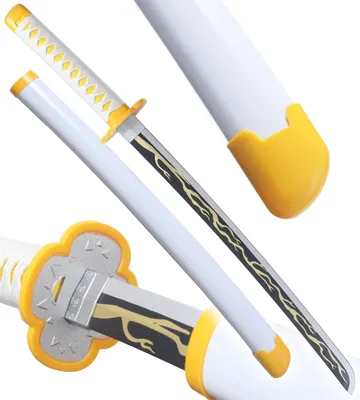Produktbild von Anime Cosplay Katana Zenitsu Agatsuma Holzschwert Kimetsu no Yaiba Schwert - 80 cm