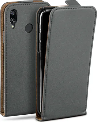 Produktbild von moex® Flip Case kompatibel mit Huawei P20 Lite - Hülle mit 360 Grad Schutz, Dunkelgrau