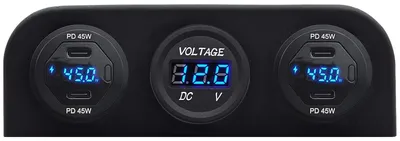 Produktbild von ProRide USB/USB-C-Schnelllader 4 Ports QC3.0 45W Voltmeter 3-fach Aufbau