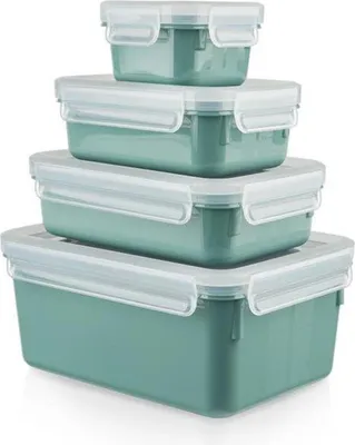 Produktbild von Tefal CLIP & CLOSE N1031010, Box, Rechteckig, Grün, Transparent, Polypropylen (PP), Thermoplastisches Elastomer (TPE), Deutschland, 163 mm