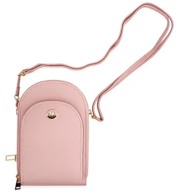 Produktbild von Damen Umhängetasche Schultertasche Kunstleder Rund 3 Fächer Rosa 20x14x6 cm Kleine Tasche mit Reißverschluss