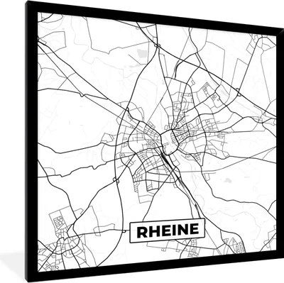 Produktbild von MuchoWow® Gerahmtes Poster Rheine - Karte - Stadtplan - Wegbeschreibung 40x40 cm - Poster mit Schwarzem Bilderrahmen Wandposter Rahmen Foto Bilder - Mit Rahmen - Wanddekoration Schlafzimmer