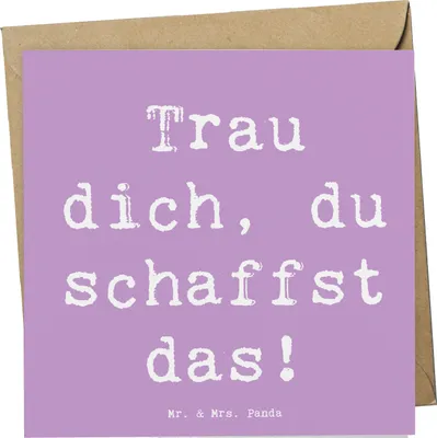 Produktbild von Mr. & Mrs. Panda Klappkarte Spruch Angst überwinden - Lavendeltraum - Geschenk, du schaffst das, Grußkarte, anlasskarte, doppelkarte, Zuversicht, Mut, faltkarte, Freude