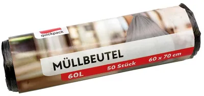 Produktbild von Müllbeutel 60 Liter, 50 Stk. auf Rolle, grau / Mülleimerbeutel / Mülltüten / Abfallbeutel