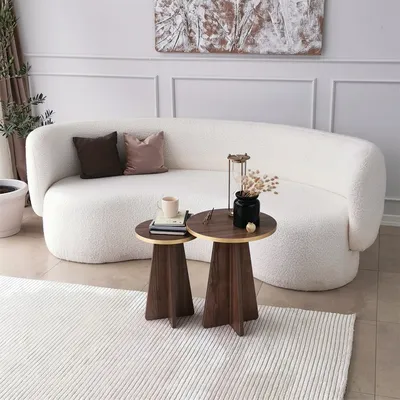Image de Skye Decor, Mushroom 2 - Gold, Walnut, Tables basses, Gold, 40 x 50 x 40 cm