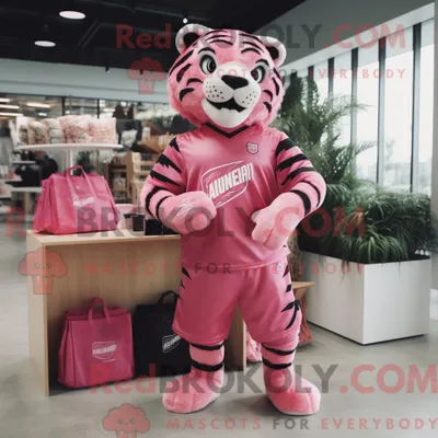 Produktbild von Maskottchenkostüm REDBROKOLY Pink Tiger mit Rashguard und Tragetaschen