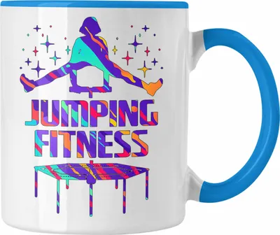 Produktbild von Trendation - Trampolinturnen Jumping Fitness Tasse Geschenk Spruch Frauen (Blau)