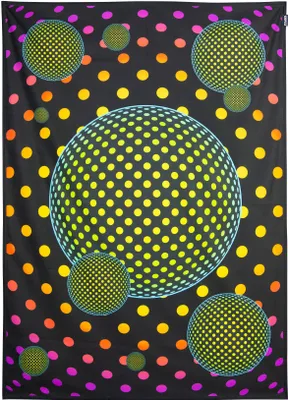 Produktbild von PSYWORK Schwarzlicht Stoffposter Neon "Dots Bubble Balls", 1,0x1,4m