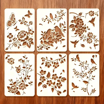 Produktbild von 6 Stück Malvorlagen Wiederverwendbare Schablonen Bastelvorlagen Malvorlagen Für Heimdekoration Basteln Scrapbooking 29.77x21.07cm