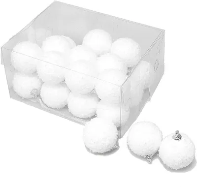 Produktbild von 24 Christbaumkugeln Ø50mm Schneeball Weihnachtskugeln Kugeln weiß Winter snow