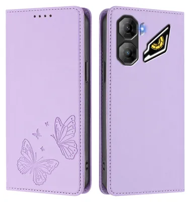 Produktbild von Lederhülle für ZTE nubia Neo 3, Schmetterling Prägung Leder Brieftasche Schutzhülle mit Ständer Violett