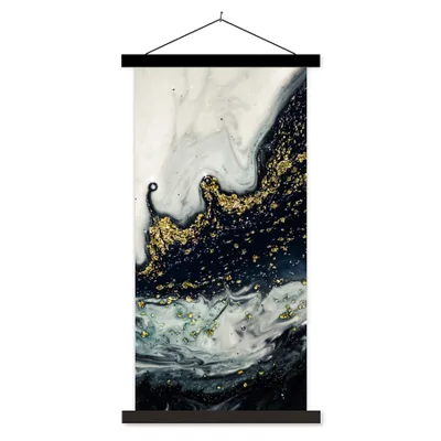 Produktbild von MuchoWow® Textilposter Marmor - Abstrakt - Gold - Luxus 40x80 cm mit schwarzem Rahmen - Wandemalerei