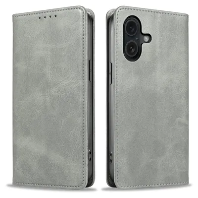 Produktbild von Handyhülle für Apple iPhone 16 Kunstleder Flip Cover Hülle Handytasche Case Kartenfach Farbe: Grau
