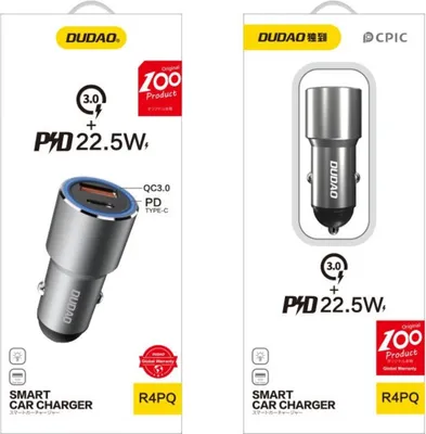 Produktbild von DUDAO R4PQ Car Charger 22.5W, Auto, Zigarettenanzünder, Grau