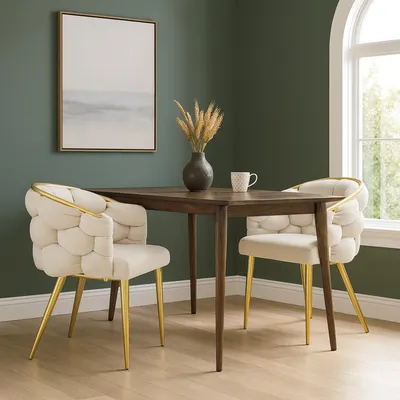 Produktbild von Stuhl Alsen Gold-Beige, Sitzhöhe 49 cm, 60 cm breit, 80 cm hoch, 68 cm tief