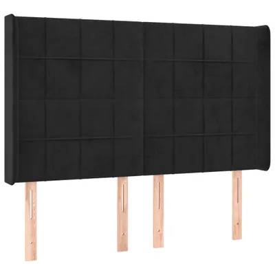 Produktbild von Kopfteil mit Ohren Schwarz 147x16x118/128 cm Samt