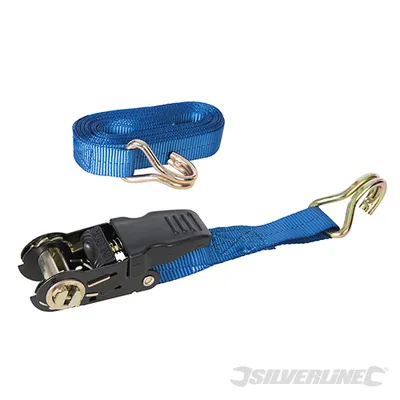 Produktbild von Silverline 978413 Spanngurt mit J-Haken und gummiertem Ratschengriff, 4.5m x 25mm Nennleistung: 350 kg; Zurrkraft: 700 kg
