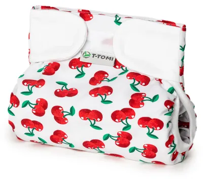Produktbild von T-TOMI Orthopädisches Spreizhöschen für breites Wickeln – Klettverschluss – Cherries (5–9 kg)