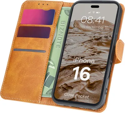 Produktbild von Bizon Case Pocket Apple iPhone 16 braun