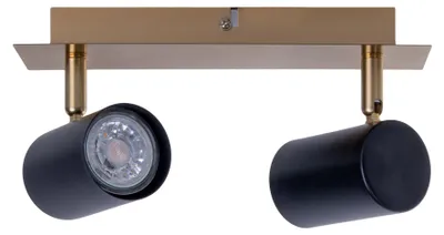 Produktbild von Spots - 2er Wand-/Deckenleuchten "FRIDA" L: 24cm schwarz/gold, Strahler im Modern Style, aus Metall in schwarz-gold, 24 x 7 x 13,5 cm, GU10-Fassung
