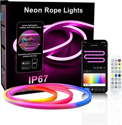 Image de INF Ruban LED Néon Musical Bluetooth 5M avec Clips - Éclairage RGBIC Flexible